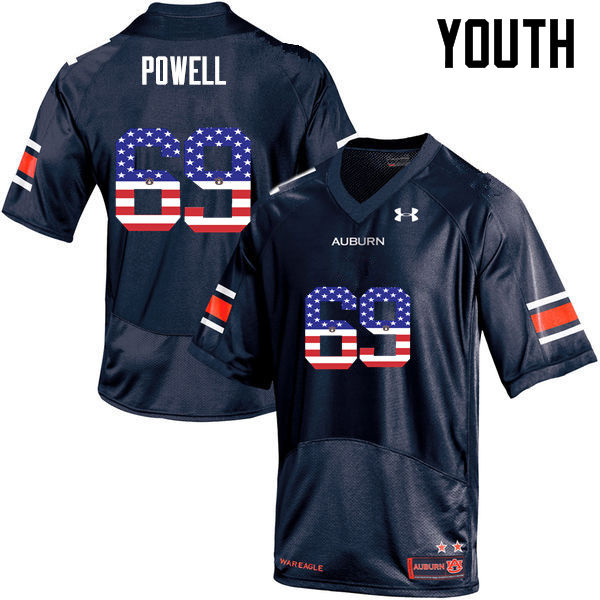 Auburn Tigers Youth Ike Powell #69 Navy Under Armour Stitched College USA Flag Fashion NCAA Authentic Football Jersey CMH2274HZ